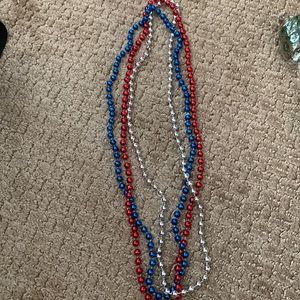 Red, Silver, and Blue Bead necklace